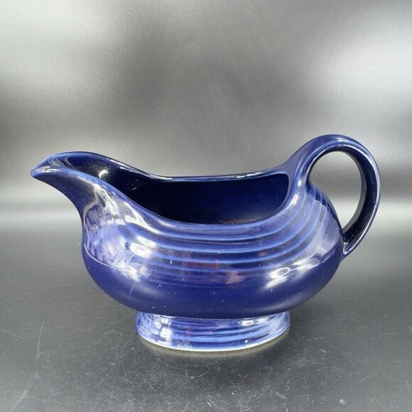 Fiesta Footed Gravy Boat Sauce Boat Cobalt Blue Vintage Ceramic Kitchenware VTG - Picture 15 of 15